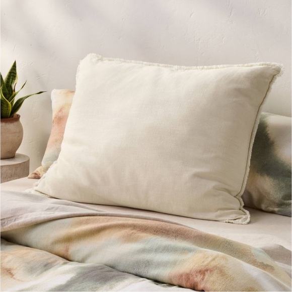 Casaluna Natural king Euro throw Pillow with Flange Detail - Picture 1 of 3